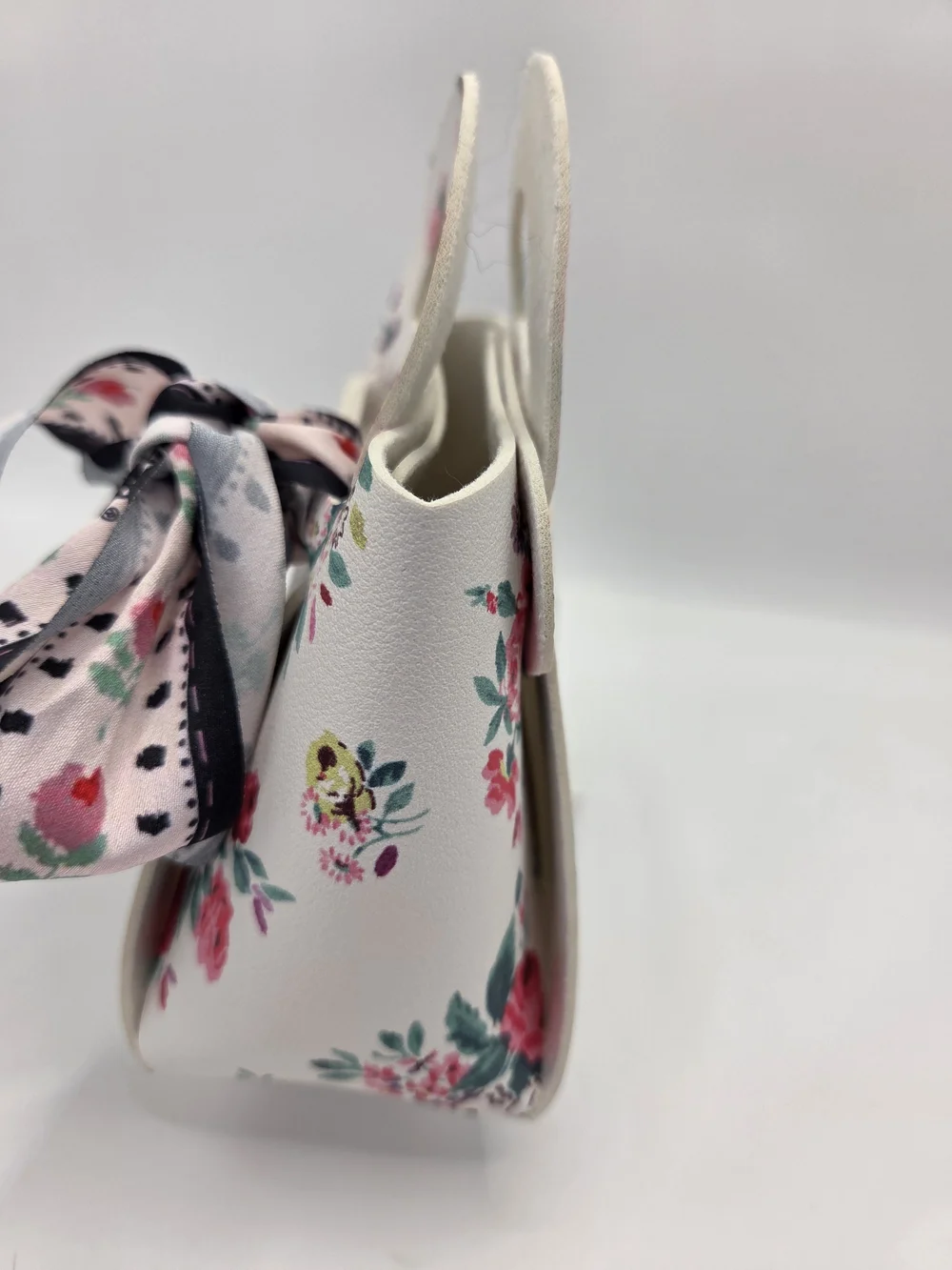 Cath Kidston White Pink Floral Mini Compact Coin Tote Bag